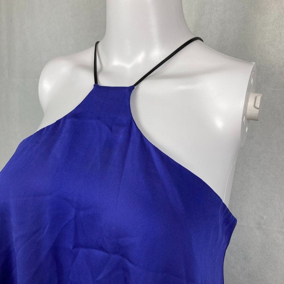 Milly Tank Top Womens Sz 4 Royal Blue Silk‎ Satin Halter Racerback - Picture 2 of 9